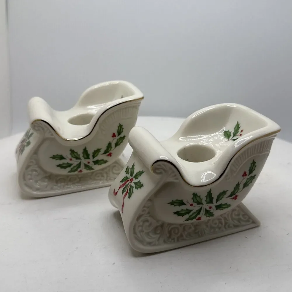 Lenox Holiday Sleigh Porcelain taper candle holder